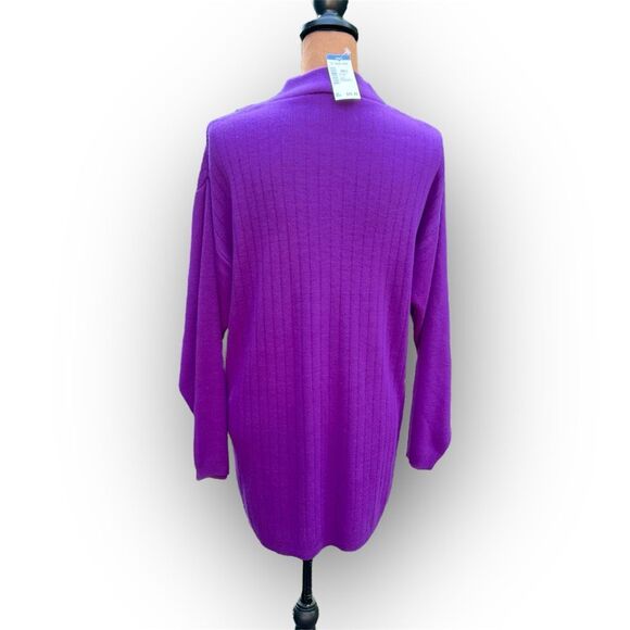 Kelly Stevens Vintage Purple Ribbed Mock Neck Long Sleeve Sweater Women’s Small - Picture 2 of 6